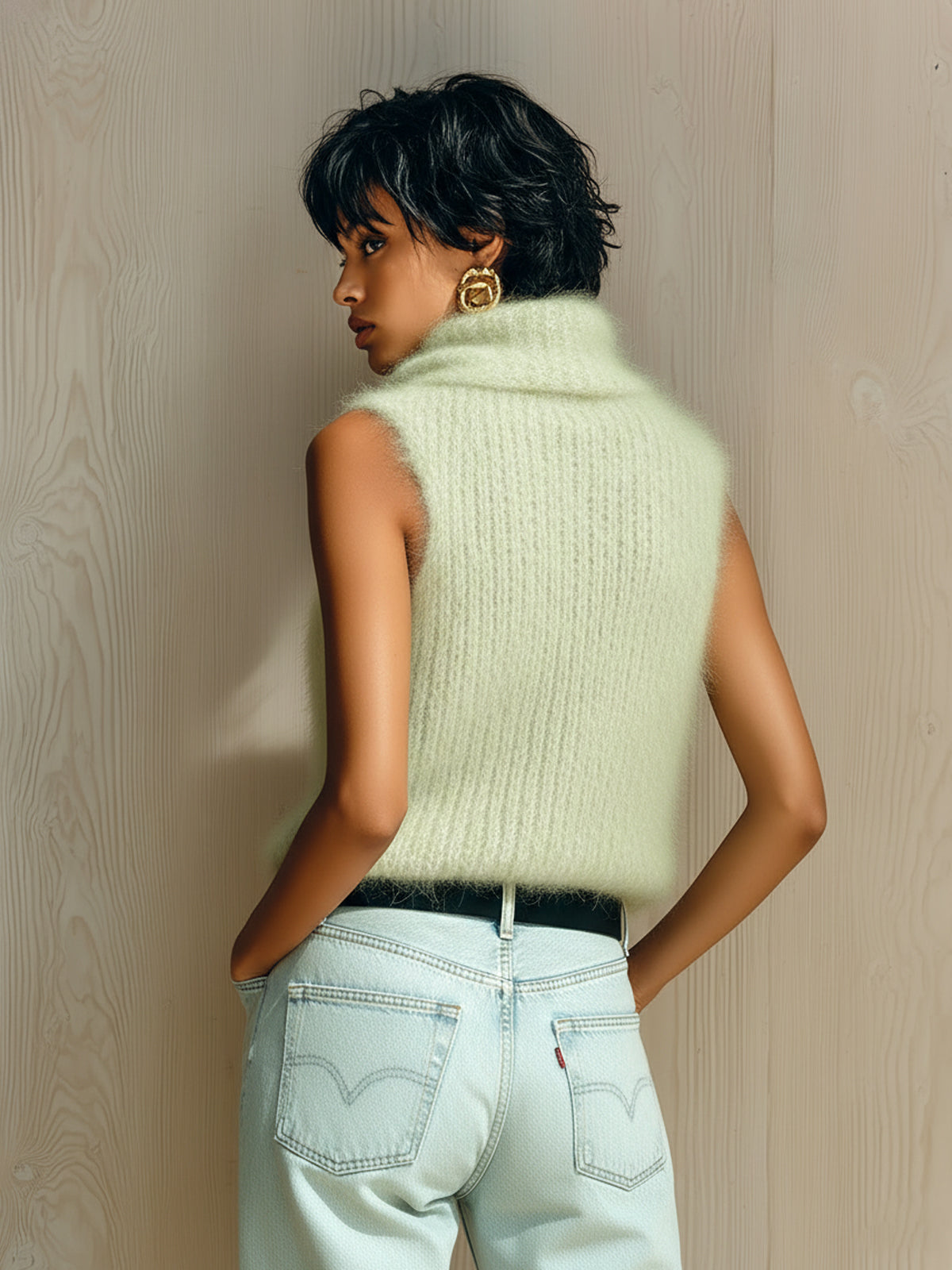 SEREN | GREEN COWL KNIT TANK