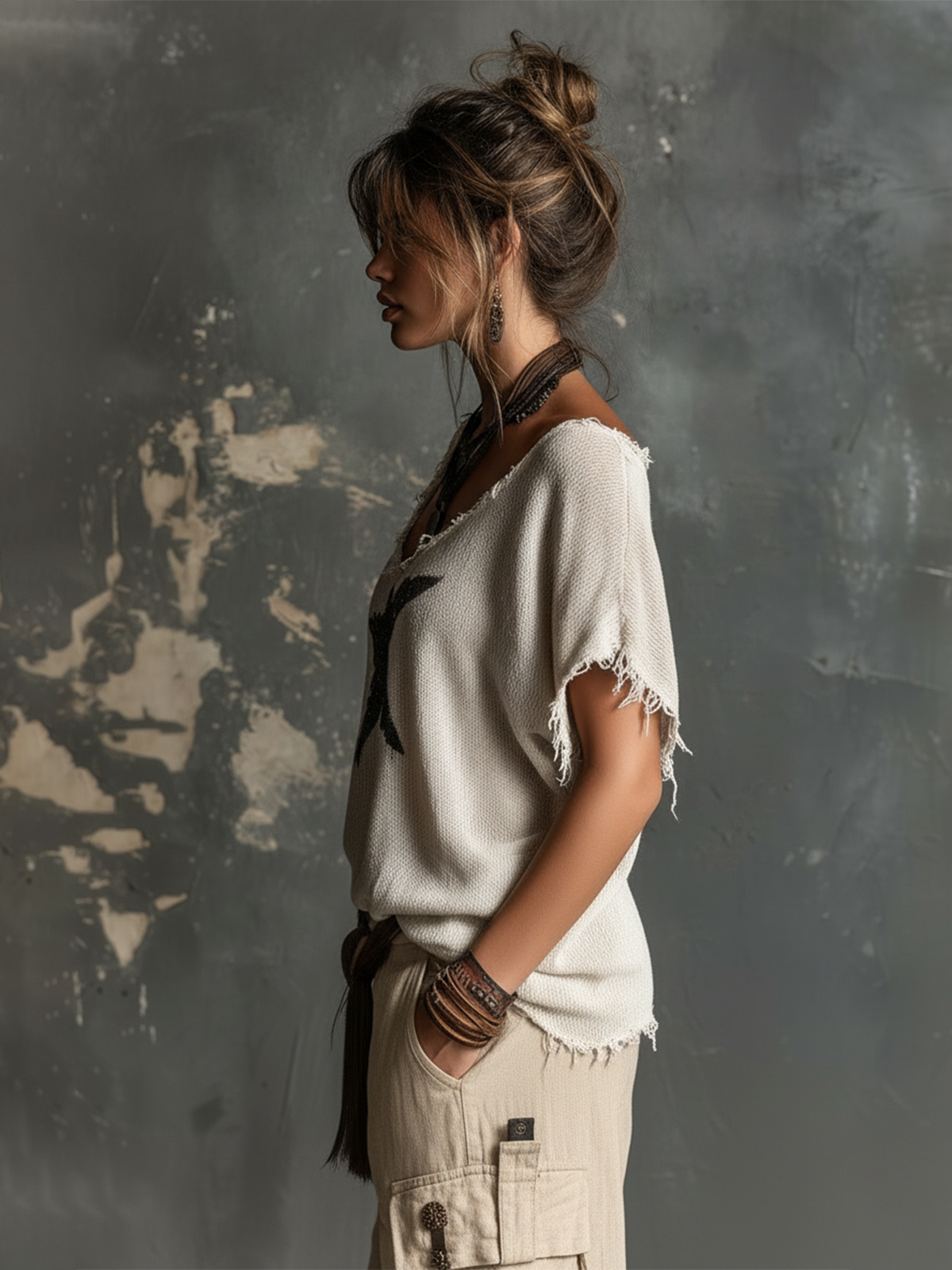 SELENE | STAR-PRINT DOLMAN SWEATER