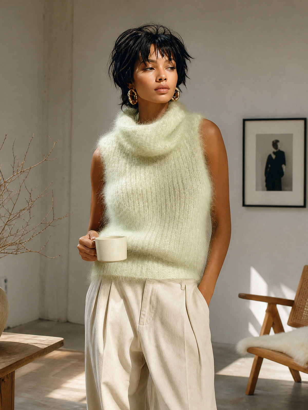 SEREN | GREEN COWL KNIT TANK