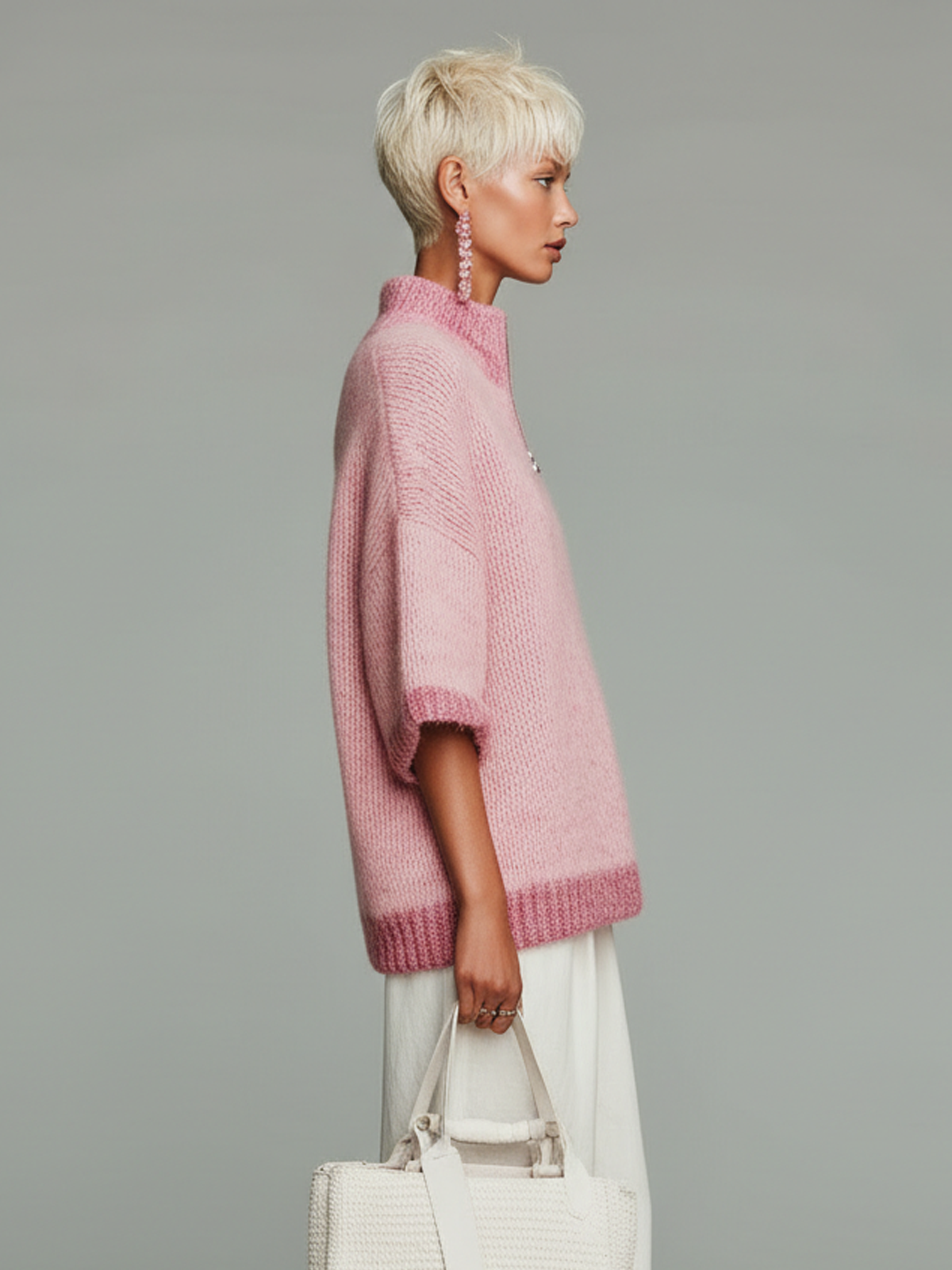 YVETTE | PINK ZIP COLLAR SWEATER