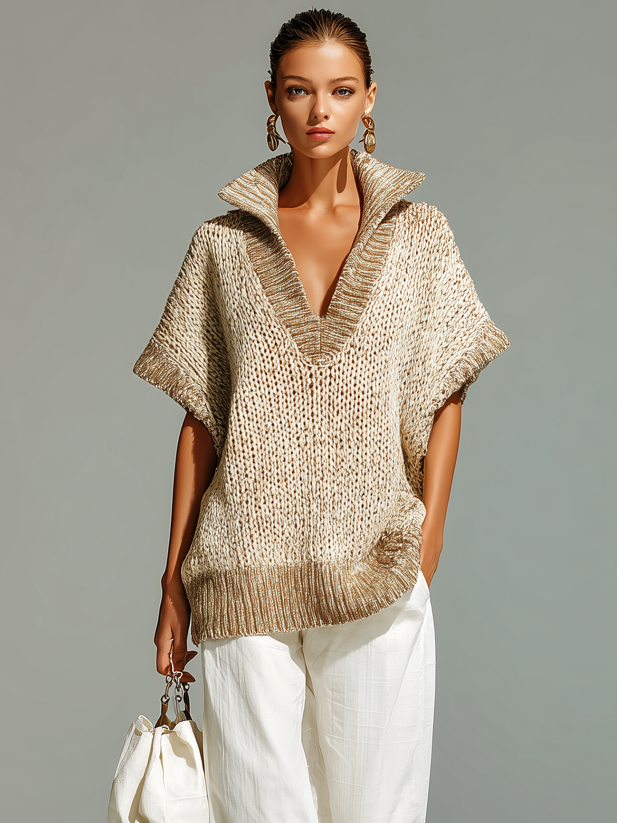 ZENOBIA | BEIGE COLOURBLOCK VEST