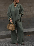Jeannie - Burgundy set with sweater and wide leg pants