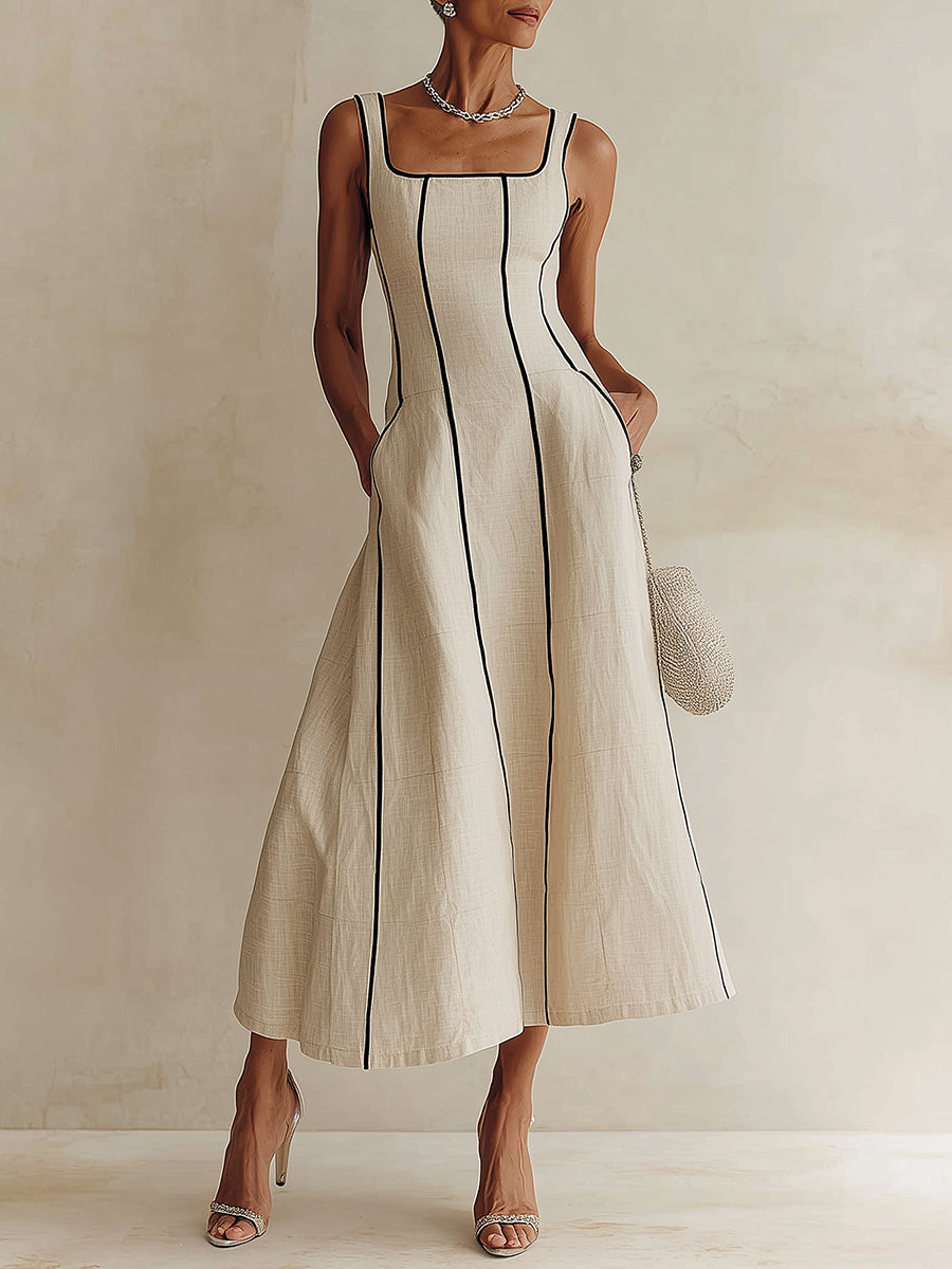 AMELIA | STRIPED A-LINE MAXI DRESS