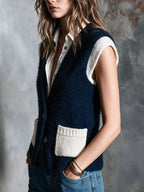 RHEA | NAVY COLOURBLOCK VEST
