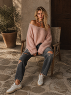 EVANGELINE | DUSTY PINK FUZZY SWEATER