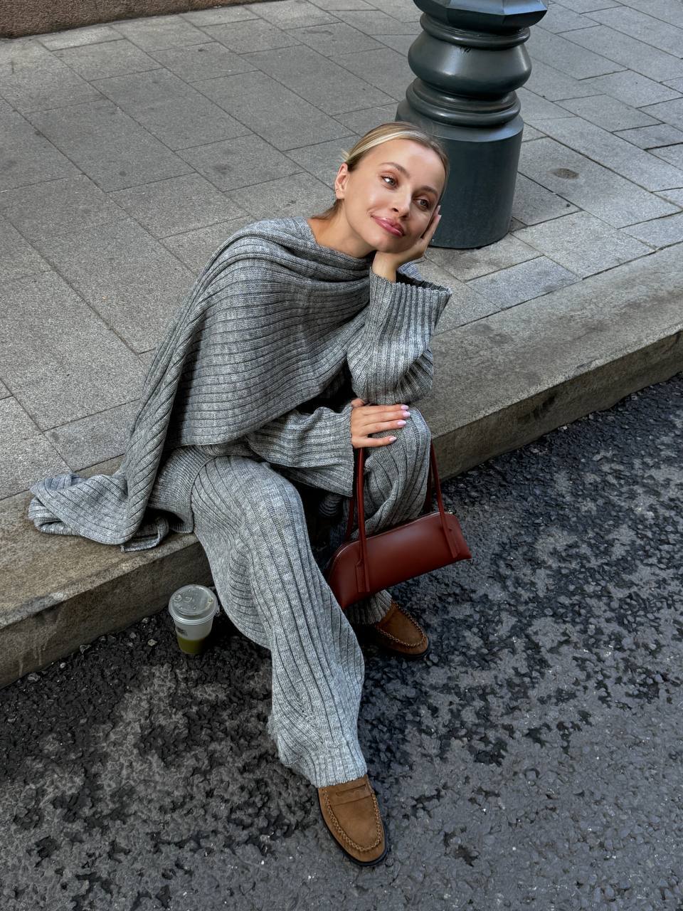 Jeannie - Burgundy set with sweater and wide leg pants