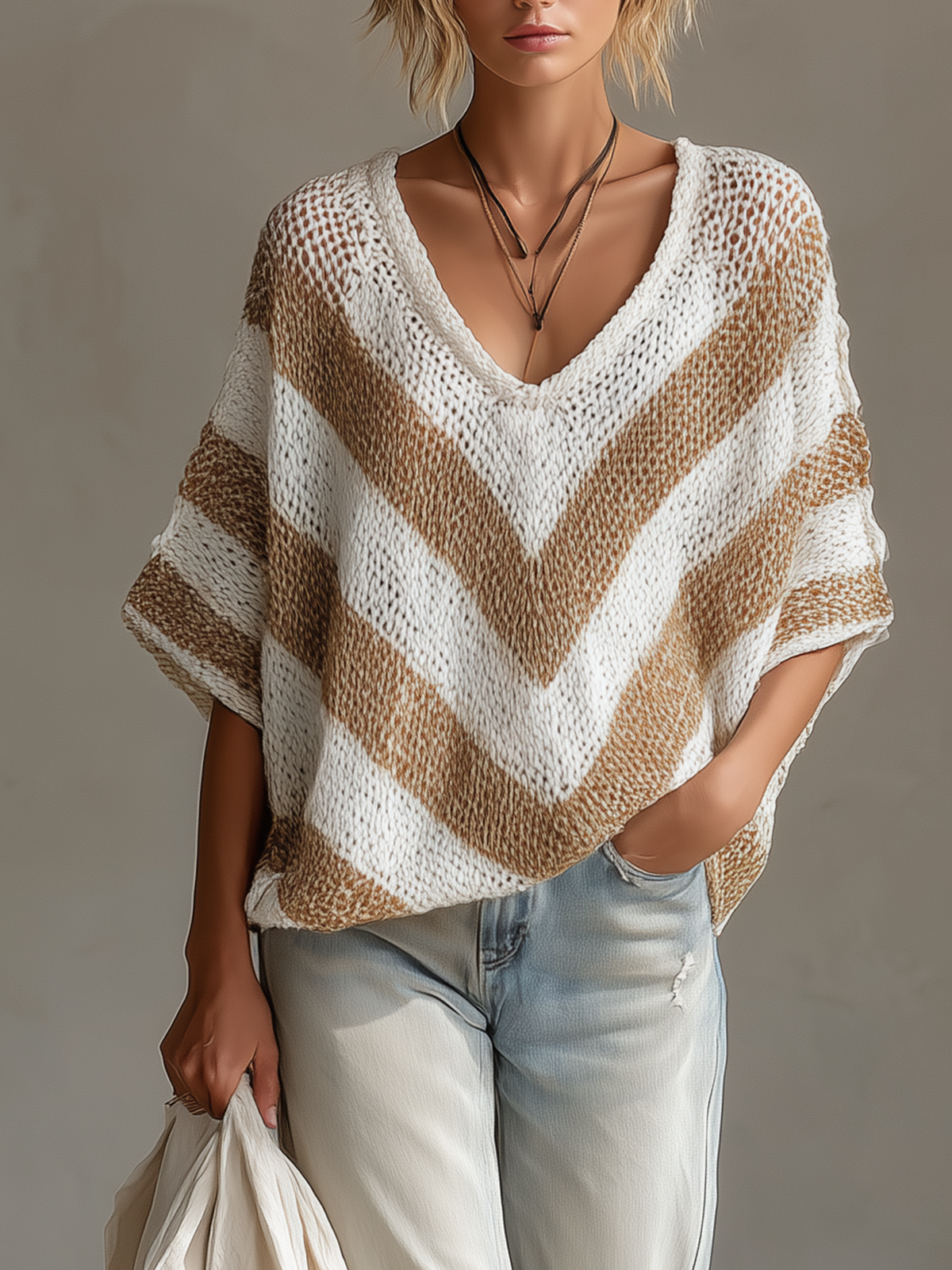 ROSAMUND | STRIPE V-NECK SWEATER