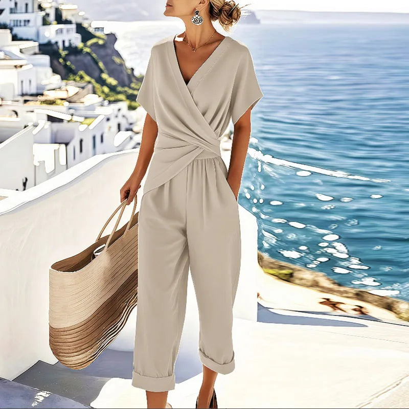 Liorine - Women's Chic Draped Jumpsuit
