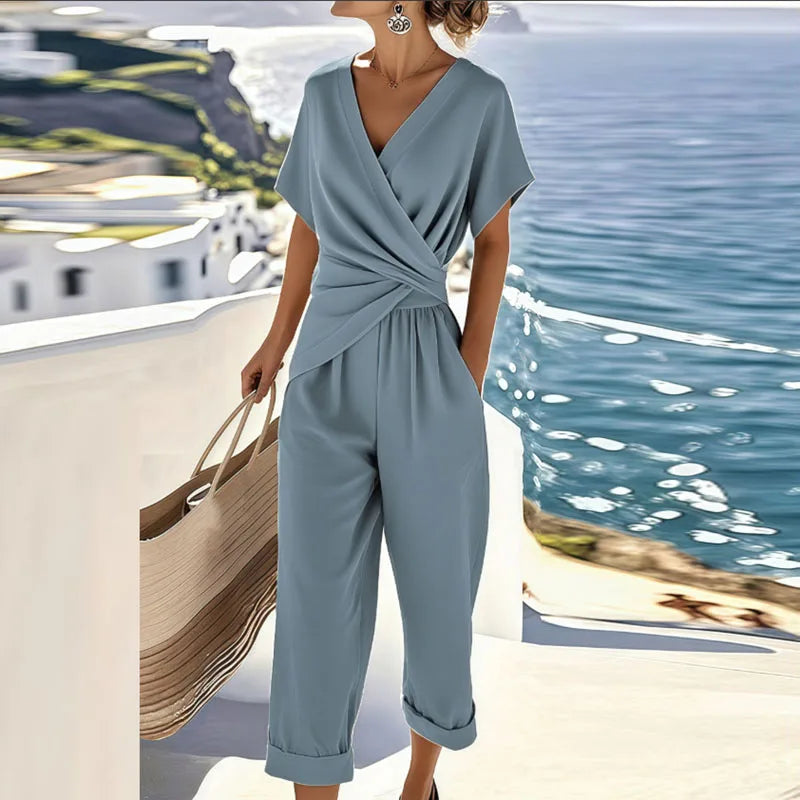Liorine - Women's Chic Draped Jumpsuit