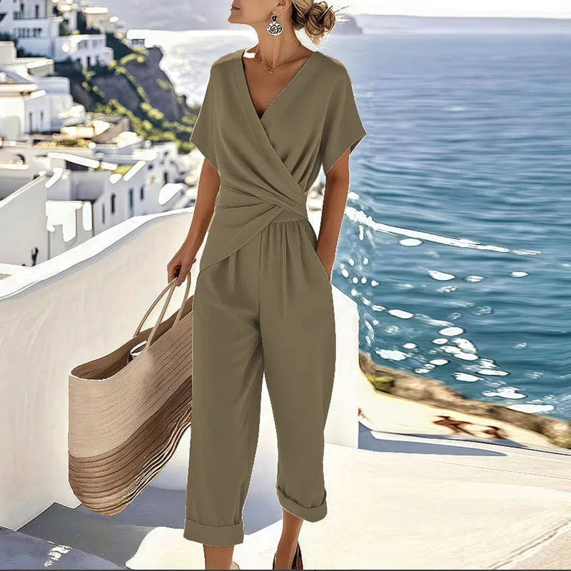 Liorine - Women's Chic Draped Jumpsuit