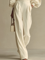 Oliveth - Elegant Women's Set with Textured Top and Flowy Wide-Leg Pants