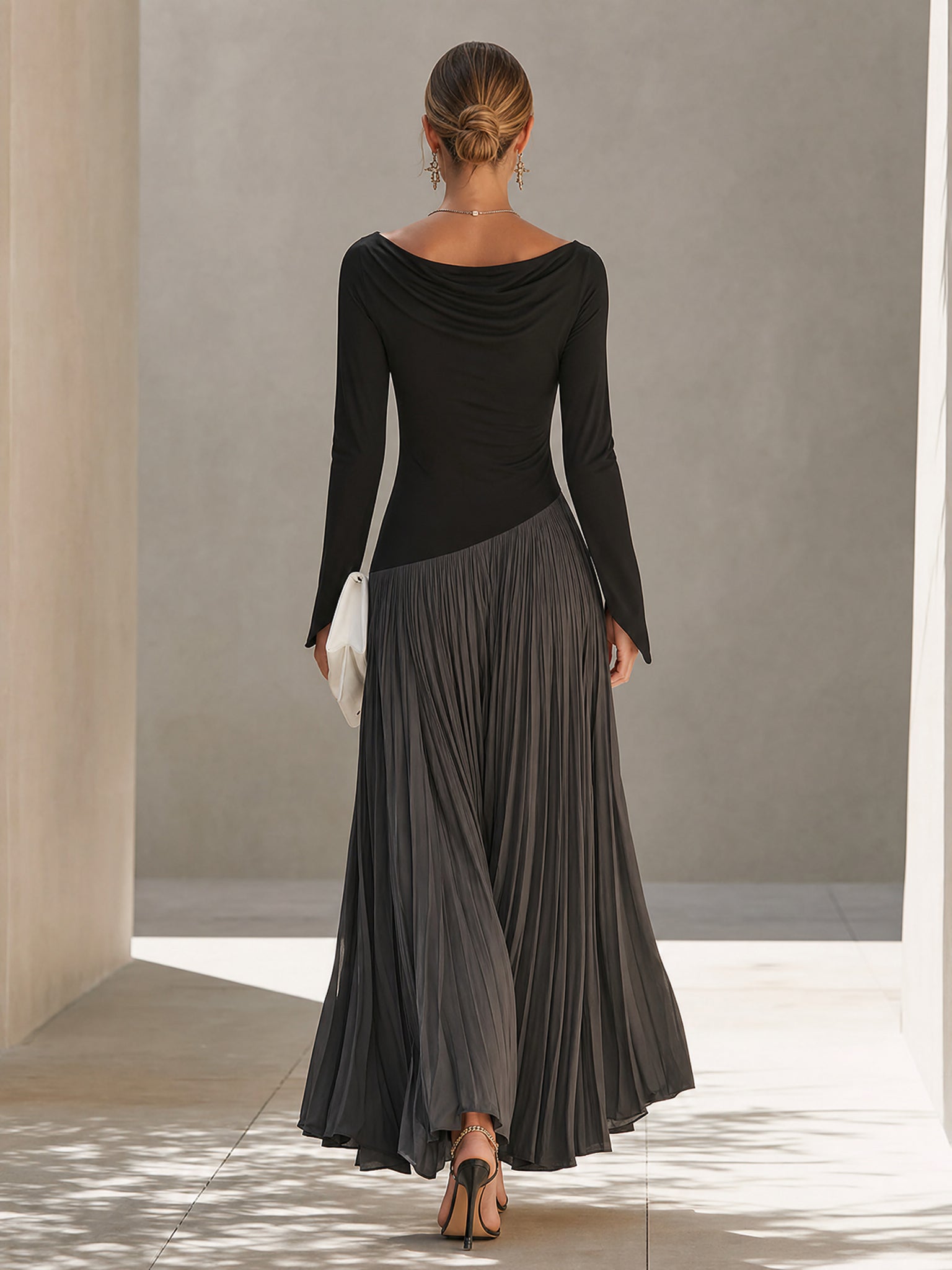 BLANCHE | PLEATED TWO-TONE MAXI DRESS