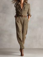 Jovanna - Chic Tweed Jumpsuit in Refined Checks