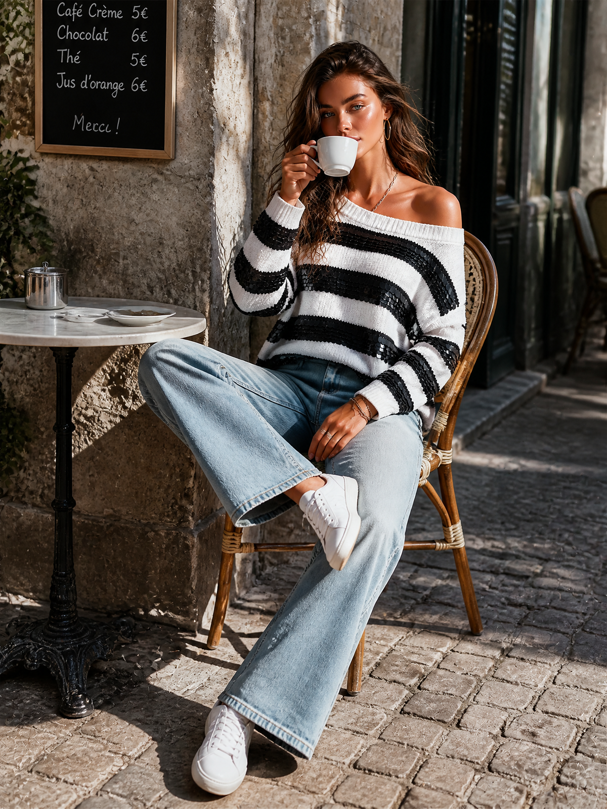 PRISCILLA | SEQUIN STRIPE SWEATER
