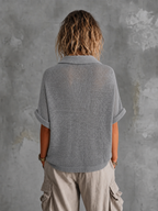 MEREDITH | DUSTY GREY MESH SWEATER