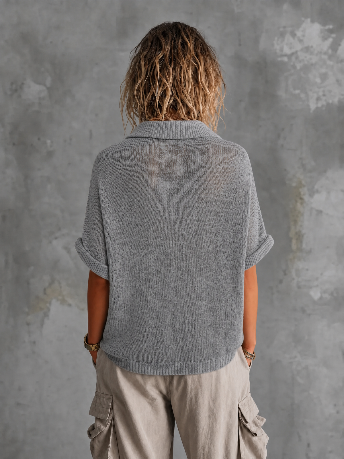 MEREDITH | DUSTY GREY MESH SWEATER