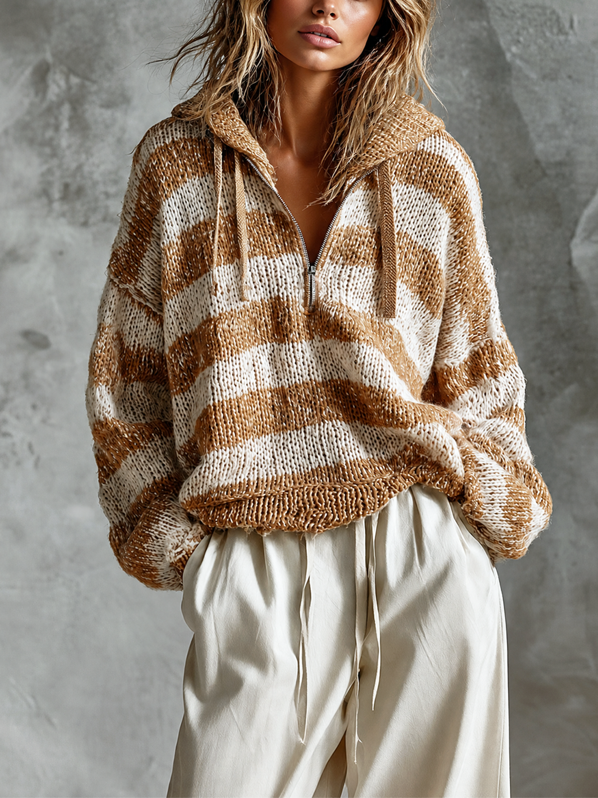 CONSTANCE | HOODED HALF-ZIP SWEATER