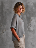 MEREDITH | DUSTY GREY MESH SWEATER