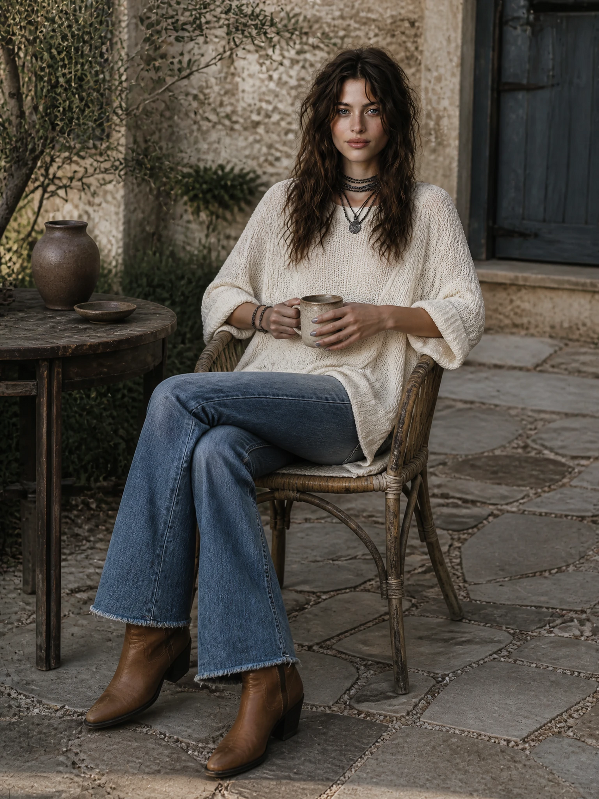 WINIFRED | OFF-WHITE ASYMMETRIC SWEATER
