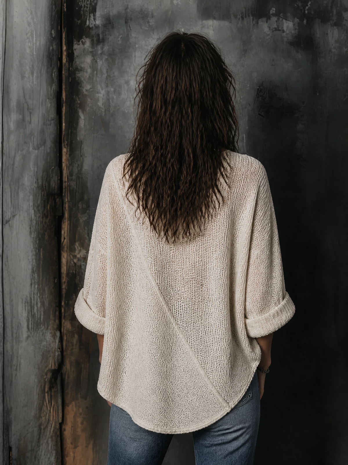 WINIFRED | OFF-WHITE ASYMMETRIC SWEATER