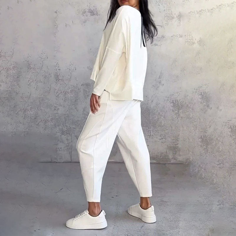 Ophélie - Long Sleeves with Round Neck &amp; Pants 2 Piece Set
