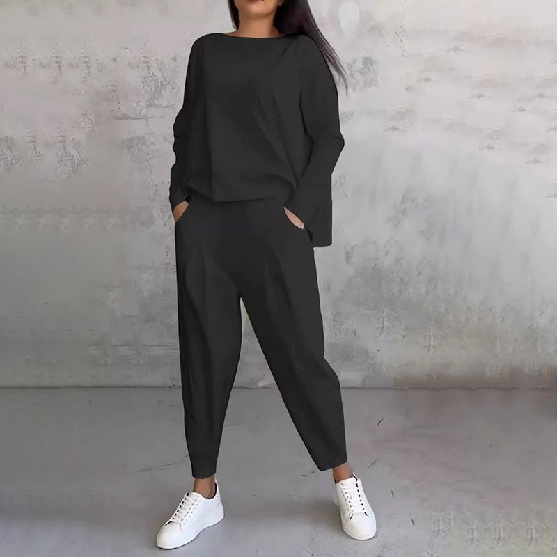Ophélie - Long Sleeves with Round Neck &amp; Pants 2 Piece Set