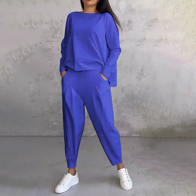 Ophélie - Long Sleeves with Round Neck &amp; Pants 2 Piece Set