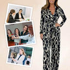 Laurence - Leopard Zebra V-Neck Long Sleeve Jumpsuit