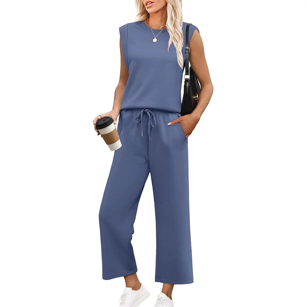 Isa - Women's Casual Sleeveless Top with Wide Leg Pants
