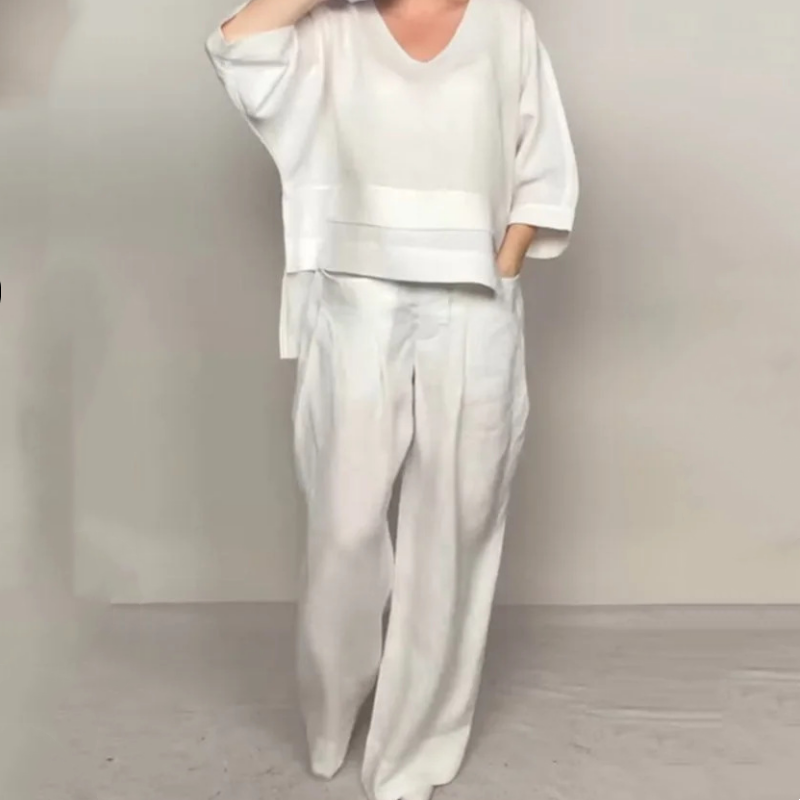 Viviette - Elegant Cotton and Linen Set for Women - 2 Pieces