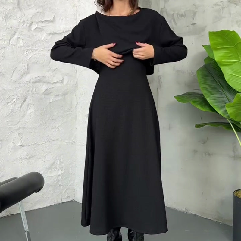 Kalissavine - Women's Two-Piece Knitted Set – Elegant Midi Dress &amp; Crop Top