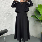 Kalissavine - Women's Two-Piece Knitted Set – Elegant Midi Dress &amp; Crop Top
