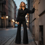 Brynelle - Chic Women's Set: Blouse and Wide-Leg Trousers